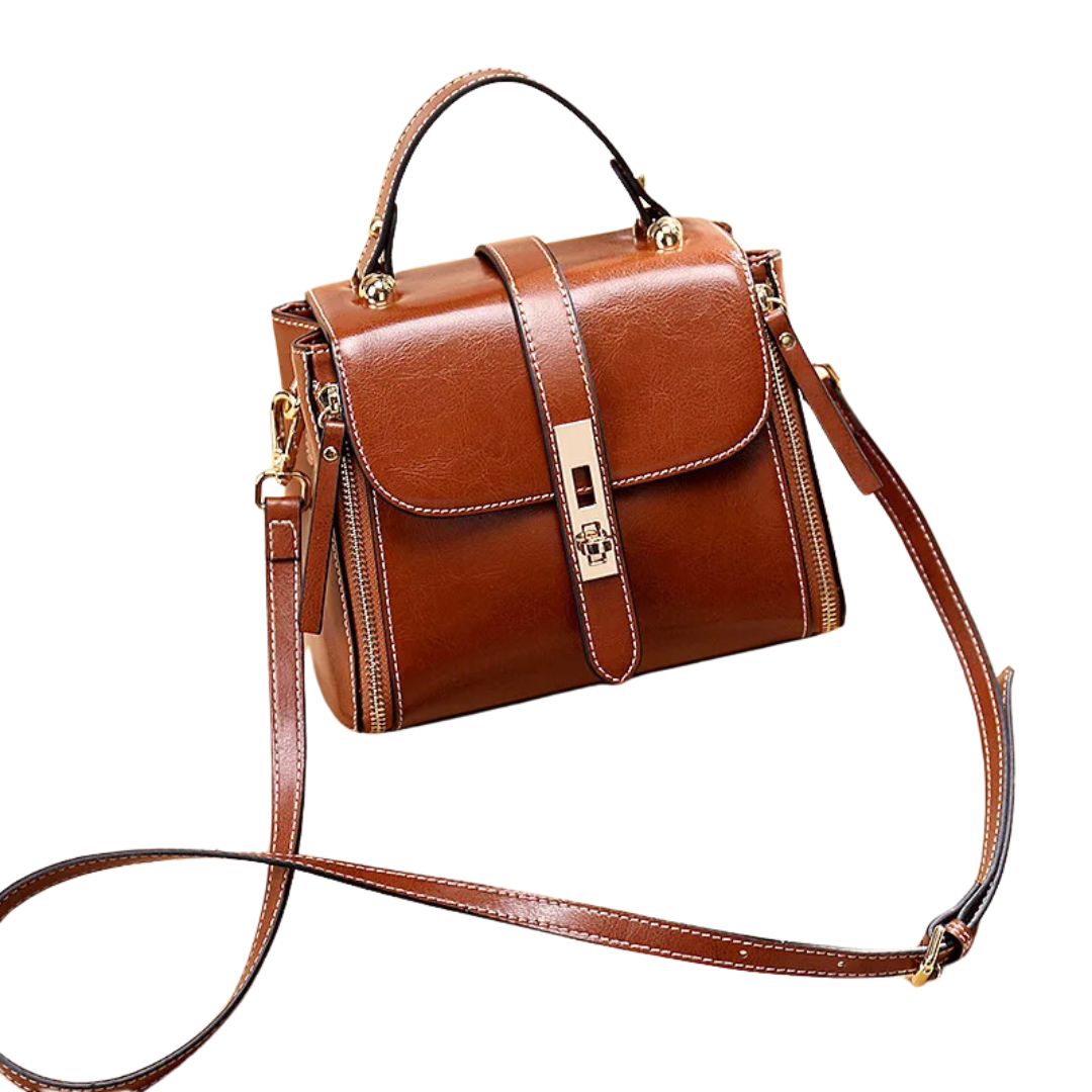 Bolsa feminina em couro genuíno transversal