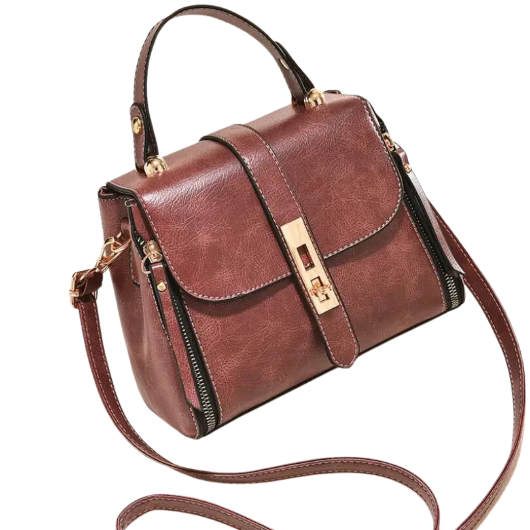 Bolsa feminina em couro genuíno transversal