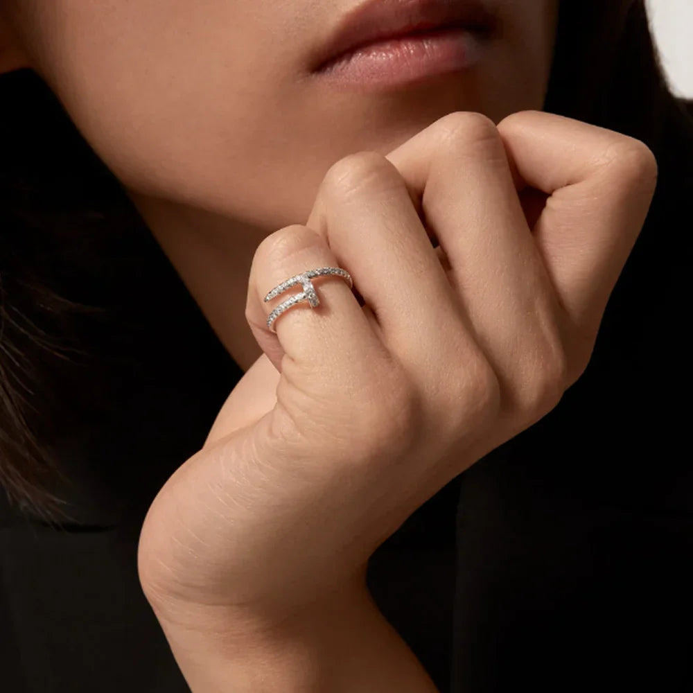 Anel Prego Com Zirconia Regulável