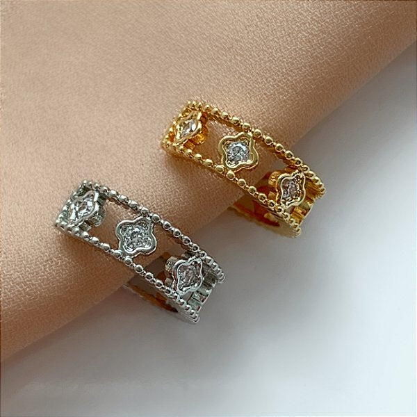 Anel Van com Zircônias Regulável