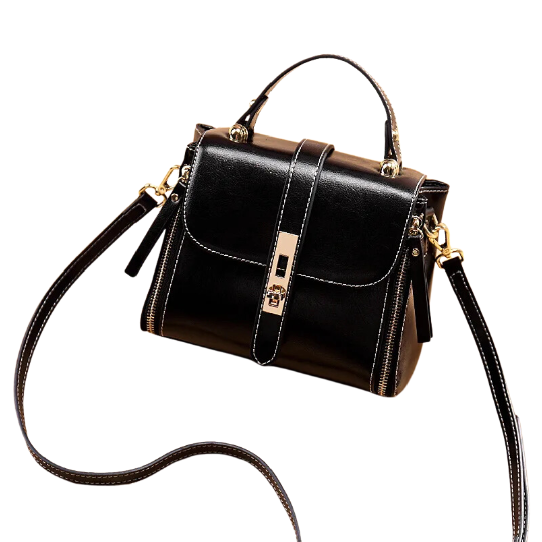 Bolsa feminina em couro genuíno transversal