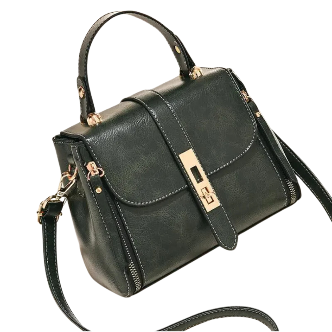 Bolsa feminina em couro genuíno transversal