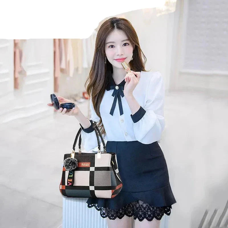 Bolsa feminina de ombro xadrez
