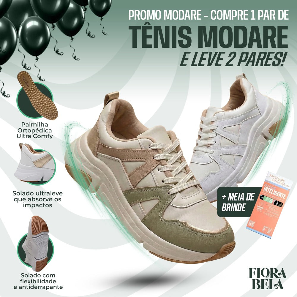 Compre 1 Leve 2 Tênis Ortopédico Modare + Meia Inteligente - [PROMO MODARE]